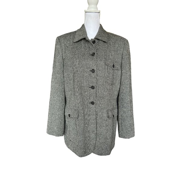 Lauren Ralph Lauren Jackets & Blazers - Vintage Lauren Ralph Lauren Wool Blazer Women's Jacket 5 Button Sz 16 Gray Black